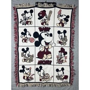 Vintage Disney Baby Mickey & Co Tapestry Throw Blanket 100% Cotton USA Mouse